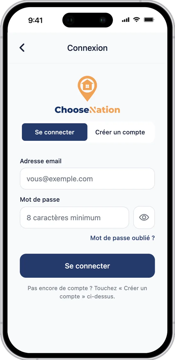 Connexion ou création de compte