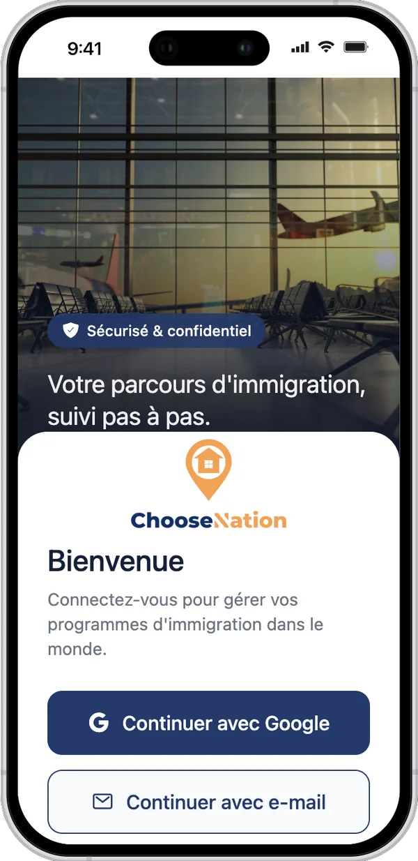 Écran de bienvenue