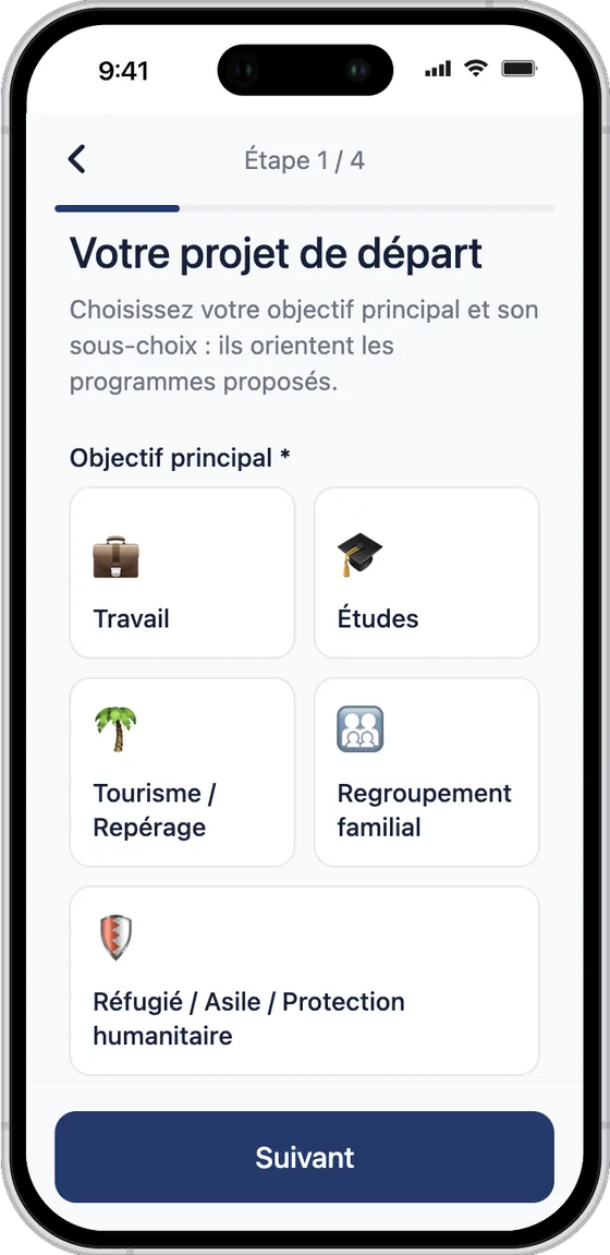 Questionnaire : votre projet de départ